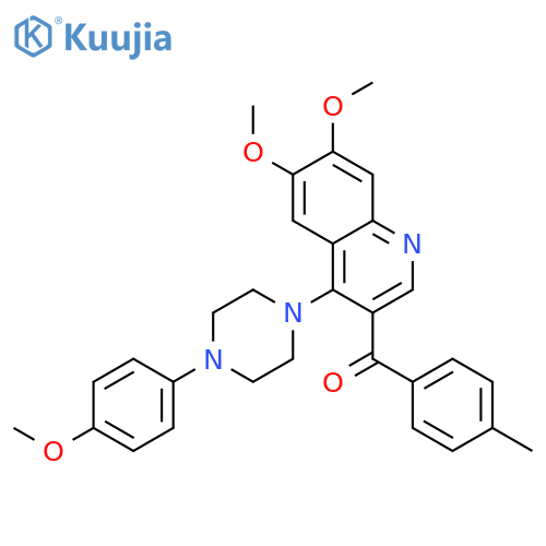 6,7-dimethoxy-4-4-(4-methoxyphenyl)piperazin-1-yl-3-(4-methylbenzoyl)quinoline structure