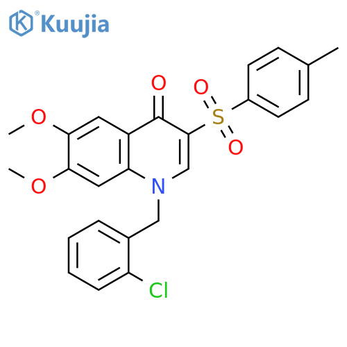 1-(2-chlorophenyl)methyl-6,7-dimethoxy-3-(4-methylbenzenesulfonyl)-1,4-dihydroquinolin-4-one structure