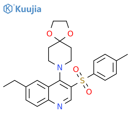 8-6-ethyl-3-(4-methylbenzenesulfonyl)quinolin-4-yl-1,4-dioxa-8-azaspiro4.5decane structure