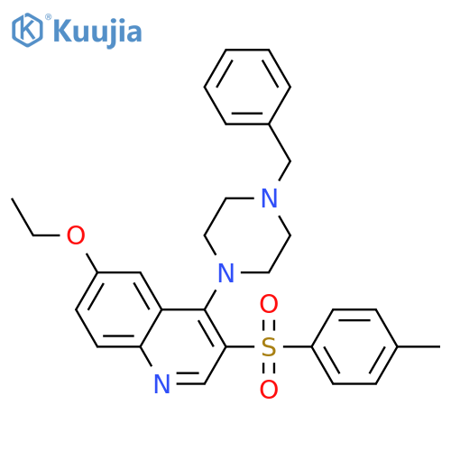 4-(4-benzylpiperazin-1-yl)-6-ethoxy-3-(4-methylbenzenesulfonyl)quinoline structure