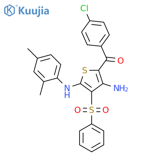 3-(benzenesulfonyl)-5-(4-chlorobenzoyl)-N2-(2,4-dimethylphenyl)thiophene-2,4-diamine structure