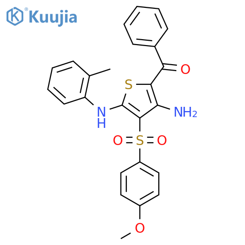 5-benzoyl-3-(4-methoxybenzenesulfonyl)-N2-(2-methylphenyl)thiophene-2,4-diamine structure
