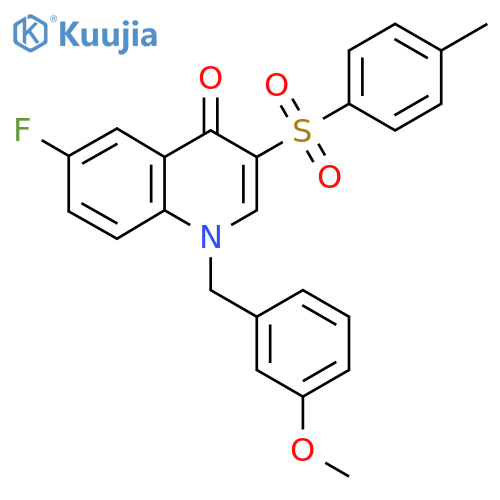 6-fluoro-1-(3-methoxyphenyl)methyl-3-(4-methylbenzenesulfonyl)-1,4-dihydroquinolin-4-one structure