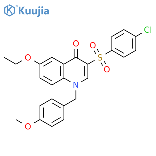 3-(4-chlorobenzenesulfonyl)-6-ethoxy-1-(4-methoxyphenyl)methyl-1,4-dihydroquinolin-4-one structure