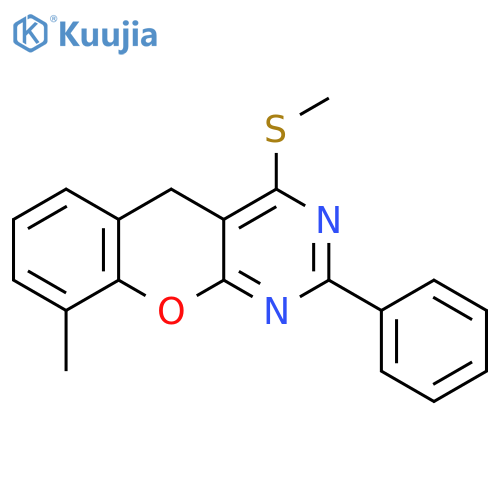 9-methyl-4-(methylsulfanyl)-2-phenyl-5H-chromeno2,3-dpyrimidine structure