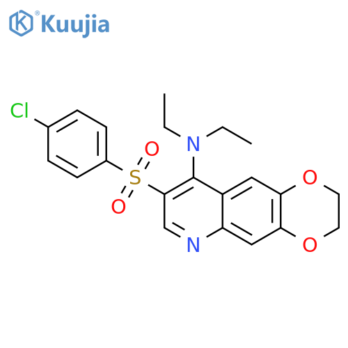 8-(4-chlorobenzenesulfonyl)-N,N-diethyl-2H,3H-1,4dioxino2,3-gquinolin-9-amine structure