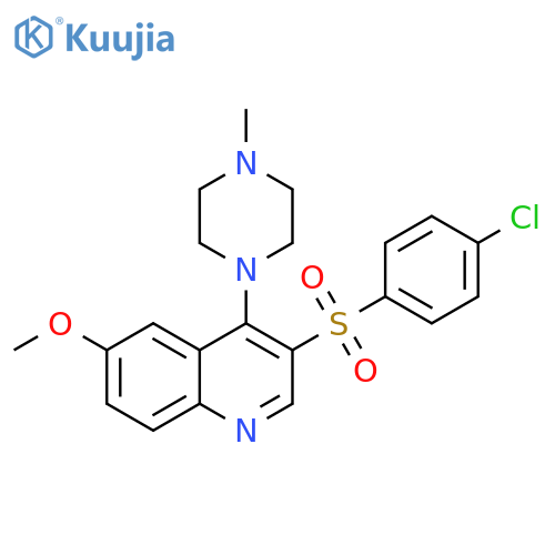 3-(4-chlorobenzenesulfonyl)-6-methoxy-4-(4-methylpiperazin-1-yl)quinoline structure