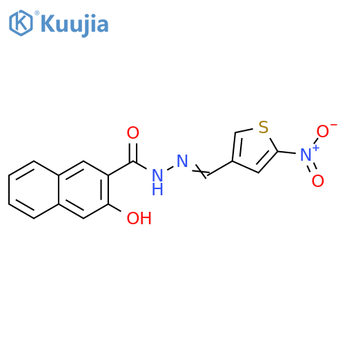 3-hydroxy-N'-(1E)-(5-nitrothiophen-3-yl)methylidenenaphthalene-2-carbohydrazide structure