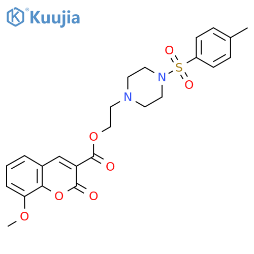 2-4-(4-methylbenzenesulfonyl)piperazin-1-ylethyl 8-methoxy-2-oxo-2H-chromene-3-carboxylate structure