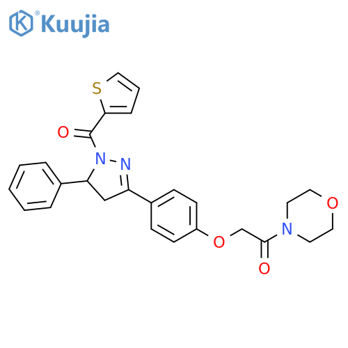 1-(morpholin-4-yl)-2-{4-5-phenyl-1-(thiophene-2-carbonyl)-4,5-dihydro-1H-pyrazol-3-ylphenoxy}ethan-1-one structure
