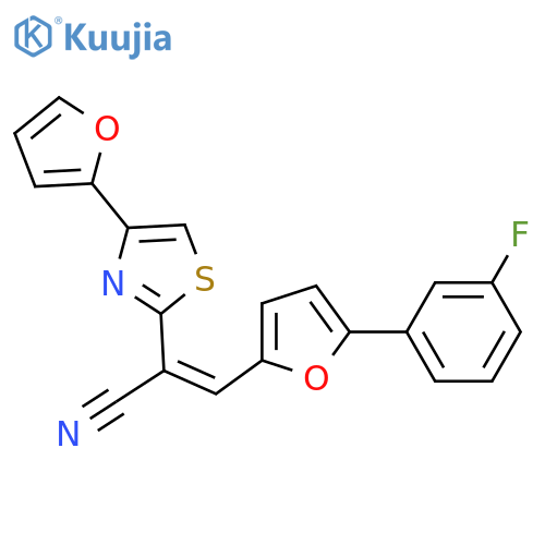 (2E)-3-5-(3-fluorophenyl)furan-2-yl-2-4-(furan-2-yl)-1,3-thiazol-2-ylprop-2-enenitrile structure
