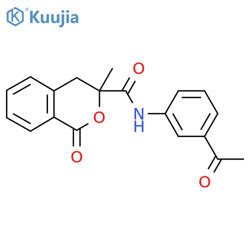 N-(3-acetylphenyl)-3-methyl-1-oxo-3,4-dihydro-1H-2-benzopyran-3-carboxamide structure