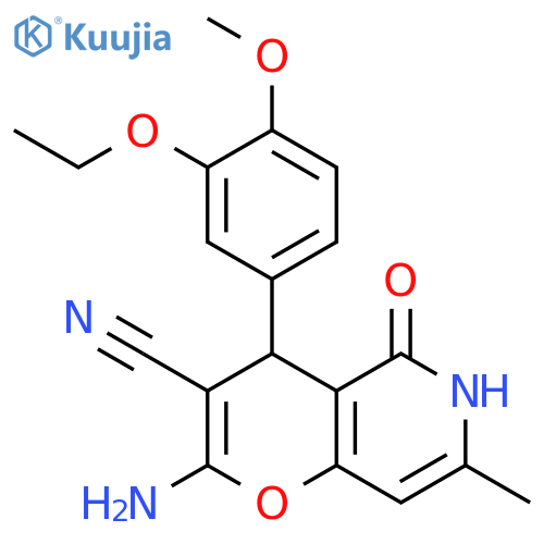 2-amino-4-(3-ethoxy-4-methoxyphenyl)-7-methyl-5-oxo-4H,5H,6H-pyrano3,2-cpyridine-3-carbonitrile structure