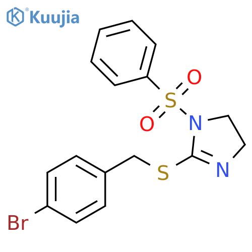 1-(benzenesulfonyl)-2-{(4-bromophenyl)methylsulfanyl}-4,5-dihydro-1H-imidazole structure