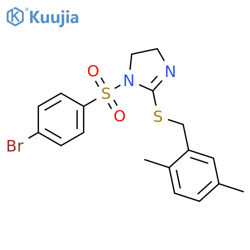 1-(4-bromobenzenesulfonyl)-2-{(2,5-dimethylphenyl)methylsulfanyl}-4,5-dihydro-1H-imidazole structure