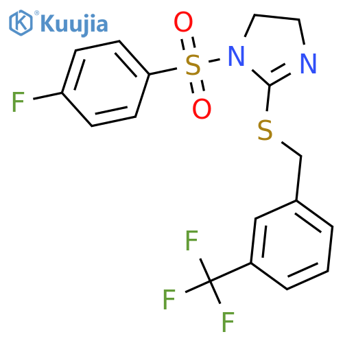 1-(4-fluorobenzenesulfonyl)-2-({3-(trifluoromethyl)phenylmethyl}sulfanyl)-4,5-dihydro-1H-imidazole structure
