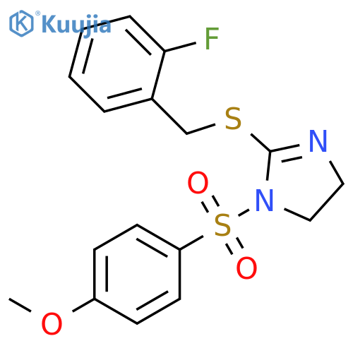 2-{(2-fluorophenyl)methylsulfanyl}-1-(4-methoxybenzenesulfonyl)-4,5-dihydro-1H-imidazole structure