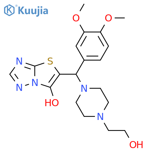 5-(3,4-dimethoxyphenyl)4-(2-hydroxyethyl)piperazin-1-ylmethyl-1,2,4triazolo3,2-b1,3thiazol-6-ol structure