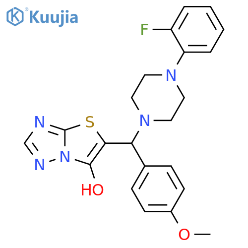 5-{4-(2-fluorophenyl)piperazin-1-yl(4-methoxyphenyl)methyl}-1,2,4triazolo3,2-b1,3thiazol-6-ol structure