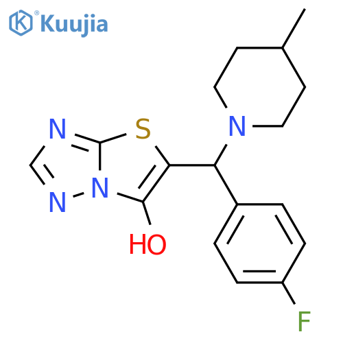 5-(4-fluorophenyl)(4-methylpiperidin-1-yl)methyl-1,2,4triazolo3,2-b1,3thiazol-6-ol structure