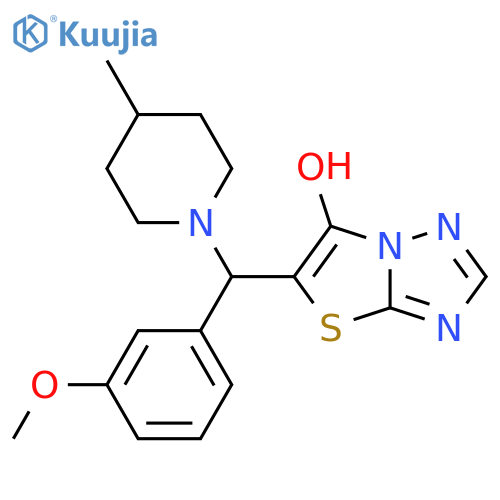 5-(3-methoxyphenyl)(4-methylpiperidin-1-yl)methyl-1,2,4triazolo3,2-b1,3thiazol-6-ol structure