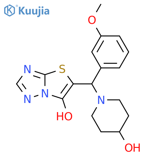 1-({6-hydroxy-1,2,4triazolo3,2-b1,3thiazol-5-yl}(3-methoxyphenyl)methyl)piperidin-4-ol structure