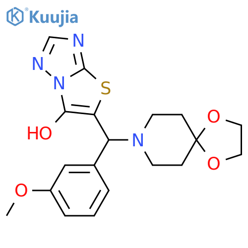 5-({1,4-dioxa-8-azaspiro4.5decan-8-yl}(3-methoxyphenyl)methyl)-1,2,4triazolo3,2-b1,3thiazol-6-ol structure