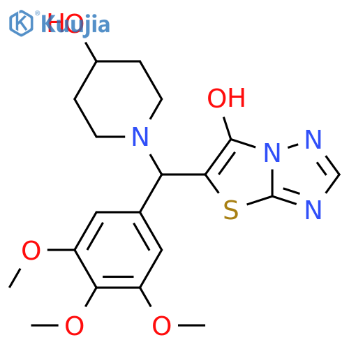 1-({6-hydroxy-1,2,4triazolo3,2-b1,3thiazol-5-yl}(3,4,5-trimethoxyphenyl)methyl)piperidin-4-ol structure