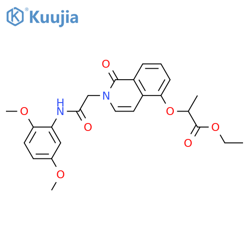 ethyl 2-(2-{(2,5-dimethoxyphenyl)carbamoylmethyl}-1-oxo-1,2-dihydroisoquinolin-5-yl)oxypropanoate structure