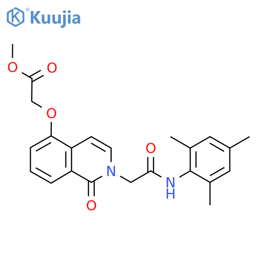 methyl 2-(1-oxo-2-{(2,4,6-trimethylphenyl)carbamoylmethyl}-1,2-dihydroisoquinolin-5-yl)oxyacetate structure