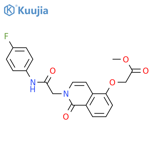 methyl 2-(2-{(4-fluorophenyl)carbamoylmethyl}-1-oxo-1,2-dihydroisoquinolin-5-yl)oxyacetate structure
