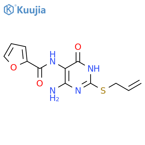 N-4-amino-6-oxo-2-(prop-2-en-1-ylsulfanyl)-1,6-dihydropyrimidin-5-ylfuran-2-carboxamide structure