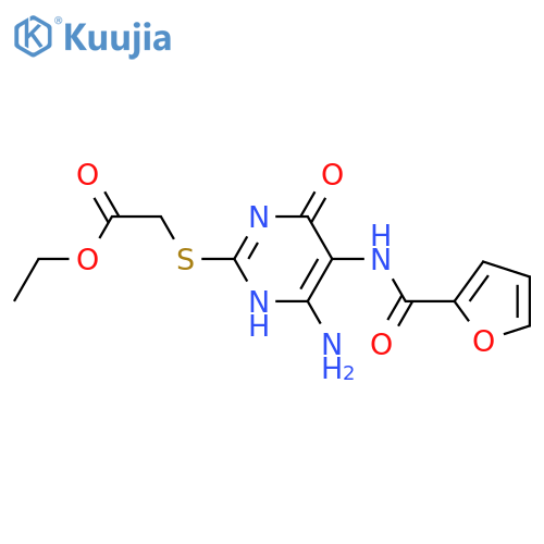 ethyl 2-{4-amino-5-(furan-2-amido)-6-oxo-1,6-dihydropyrimidin-2-ylsulfanyl}acetate structure