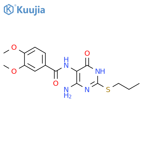 N-4-amino-6-oxo-2-(propylsulfanyl)-1,6-dihydropyrimidin-5-yl-3,4-dimethoxybenzamide structure