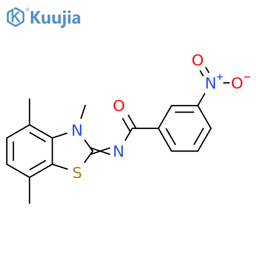 3-nitro-N-(2Z)-3,4,7-trimethyl-2,3-dihydro-1,3-benzothiazol-2-ylidenebenzamide structure