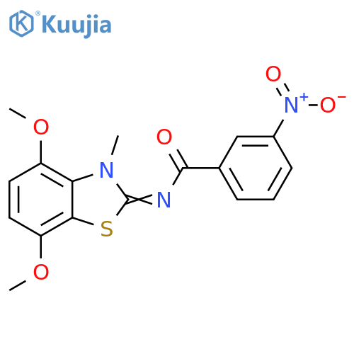N-(2Z)-4,7-dimethoxy-3-methyl-2,3-dihydro-1,3-benzothiazol-2-ylidene-3-nitrobenzamide structure