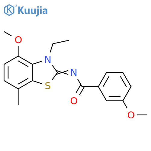 N-(2Z)-3-ethyl-4-methoxy-7-methyl-2,3-dihydro-1,3-benzothiazol-2-ylidene-3-methoxybenzamide structure
