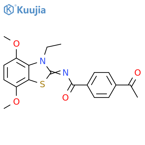 4-acetyl-N-(2Z)-3-ethyl-4,7-dimethoxy-2,3-dihydro-1,3-benzothiazol-2-ylidenebenzamide structure