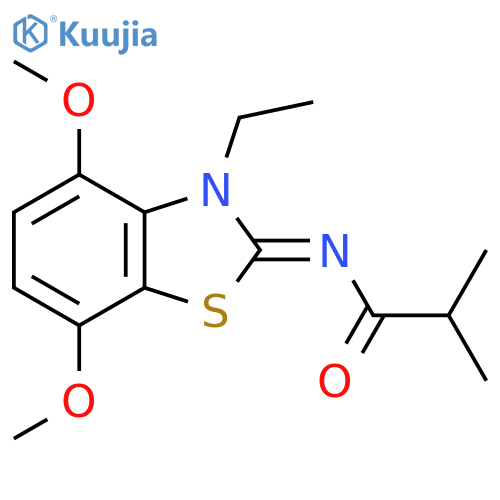 N-(2Z)-3-ethyl-4,7-dimethoxy-2,3-dihydro-1,3-benzothiazol-2-ylidene-2-methylpropanamide structure