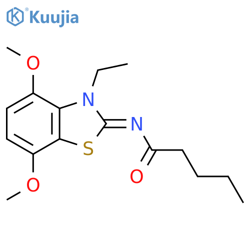 N-(2Z)-3-ethyl-4,7-dimethoxy-2,3-dihydro-1,3-benzothiazol-2-ylidenepentanamide structure