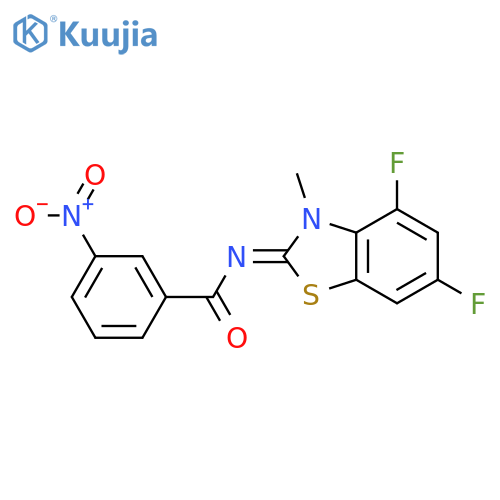 N-(2Z)-4,6-difluoro-3-methyl-2,3-dihydro-1,3-benzothiazol-2-ylidene-3-nitrobenzamide structure