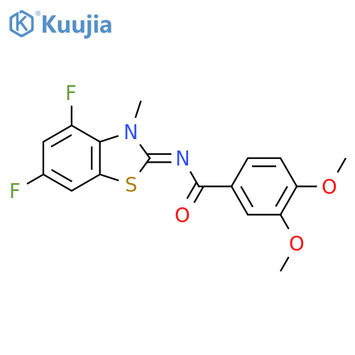 N-(2Z)-4,6-difluoro-3-methyl-2,3-dihydro-1,3-benzothiazol-2-ylidene-3,4-dimethoxybenzamide structure