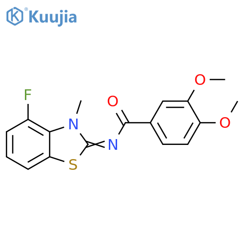 N-(2Z)-4-fluoro-3-methyl-2,3-dihydro-1,3-benzothiazol-2-ylidene-3,4-dimethoxybenzamide structure