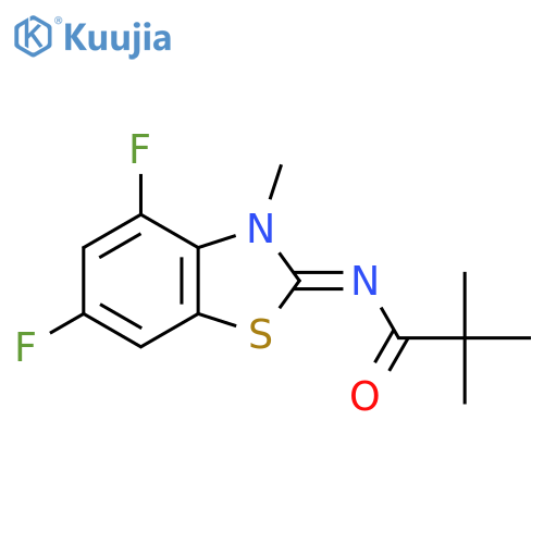N-(2Z)-4,6-difluoro-3-methyl-2,3-dihydro-1,3-benzothiazol-2-ylidene-2,2-dimethylpropanamide structure
