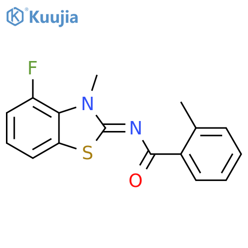 N-(2Z)-4-fluoro-3-methyl-2,3-dihydro-1,3-benzothiazol-2-ylidene-2-methylbenzamide structure