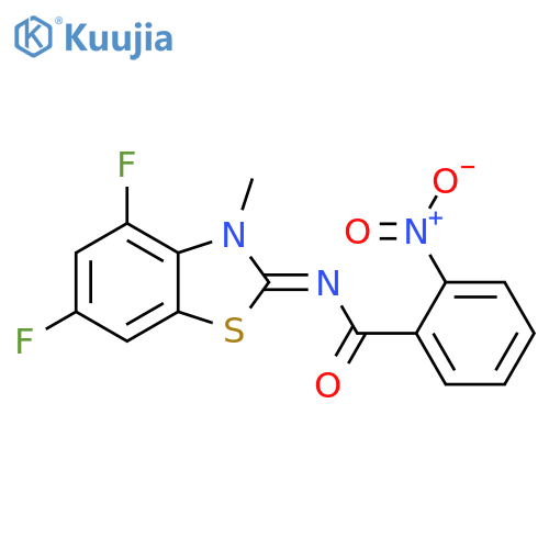 N-(2Z)-4,6-difluoro-3-methyl-2,3-dihydro-1,3-benzothiazol-2-ylidene-2-nitrobenzamide structure