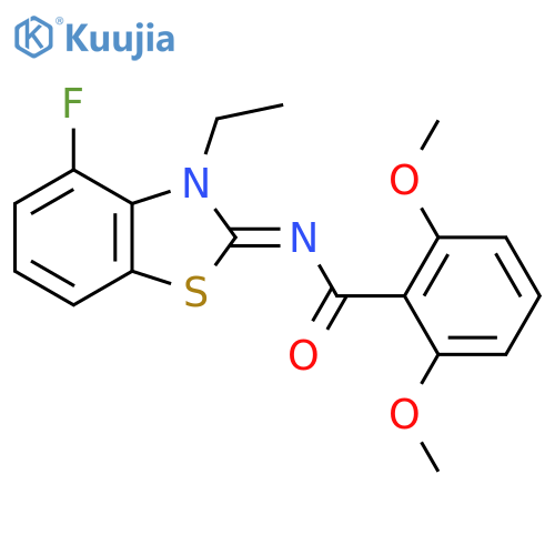 N-(2Z)-3-ethyl-4-fluoro-2,3-dihydro-1,3-benzothiazol-2-ylidene-2,6-dimethoxybenzamide structure