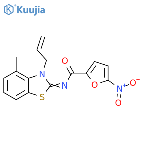 N-(2Z)-4-methyl-3-(prop-2-en-1-yl)-2,3-dihydro-1,3-benzothiazol-2-ylidene-5-nitrofuran-2-carboxamide structure