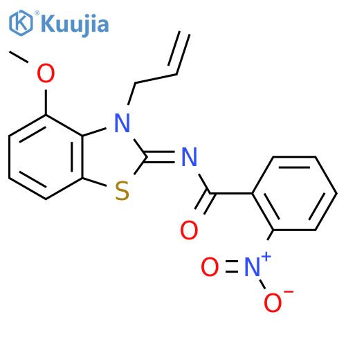 N-(2Z)-4-methoxy-3-(prop-2-en-1-yl)-2,3-dihydro-1,3-benzothiazol-2-ylidene-2-nitrobenzamide structure