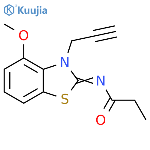N-(2Z)-4-methoxy-3-(prop-2-yn-1-yl)-2,3-dihydro-1,3-benzothiazol-2-ylidenepropanamide structure